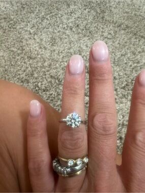 Classic 2 carat Solitaire Round-Cut Moissanite  Ring in 10k gold.